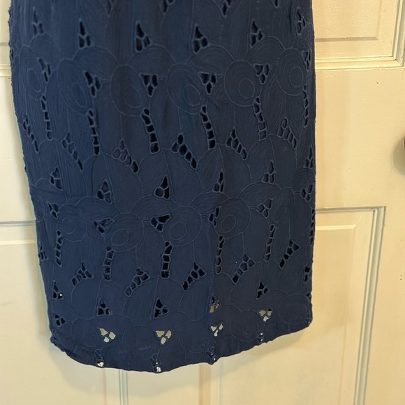 LU LU LAME Made in the USA Eyelet Lace with Silk trim and cap sleeves. blue SzXS - Picture 8 of 12